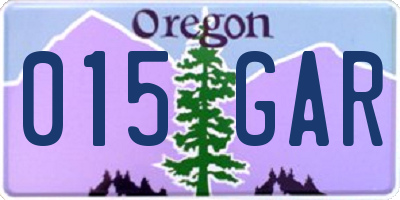 OR license plate 015GAR
