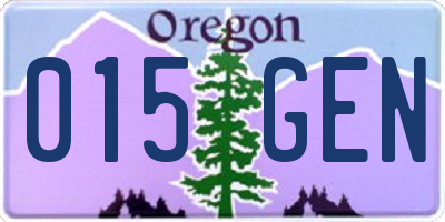 OR license plate 015GEN