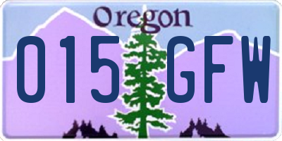 OR license plate 015GFW