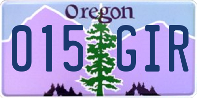 OR license plate 015GIR