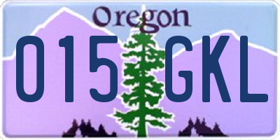 OR license plate 015GKL