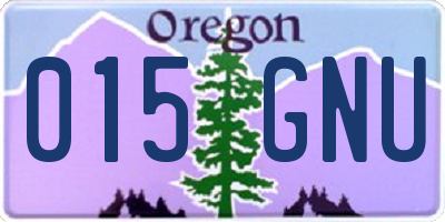 OR license plate 015GNU