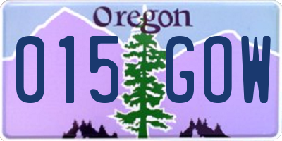 OR license plate 015GOW