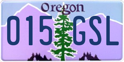 OR license plate 015GSL