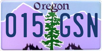 OR license plate 015GSN