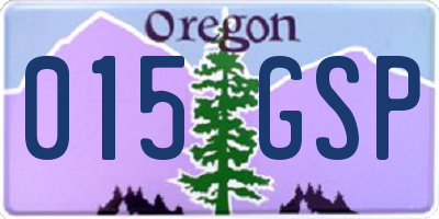 OR license plate 015GSP