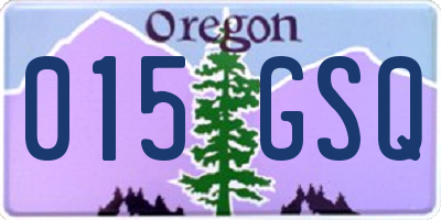 OR license plate 015GSQ