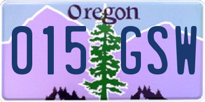 OR license plate 015GSW