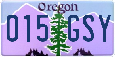 OR license plate 015GSY