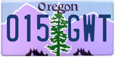 OR license plate 015GWT