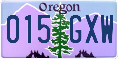 OR license plate 015GXW
