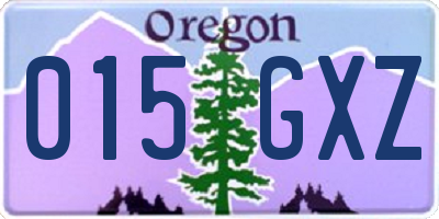 OR license plate 015GXZ