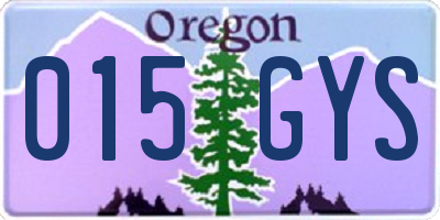 OR license plate 015GYS