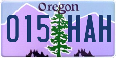OR license plate 015HAH