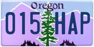 OR license plate 015HAP