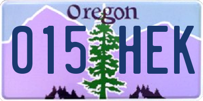 OR license plate 015HEK
