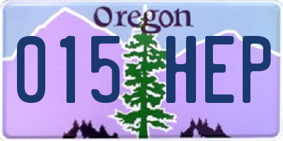 OR license plate 015HEP