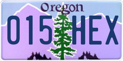 OR license plate 015HEX