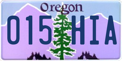OR license plate 015HIA
