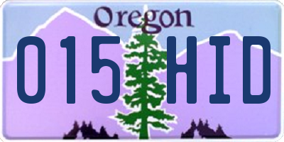 OR license plate 015HID