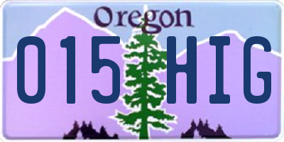 OR license plate 015HIG