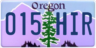 OR license plate 015HIR