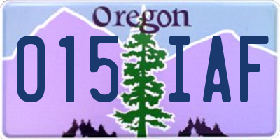 OR license plate 015IAF