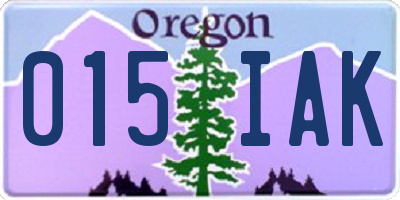 OR license plate 015IAK