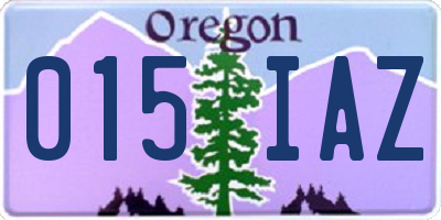 OR license plate 015IAZ