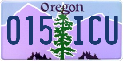 OR license plate 015ICU