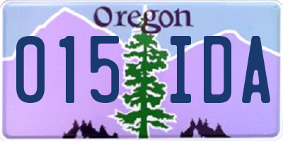 OR license plate 015IDA