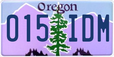OR license plate 015IDM