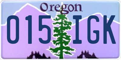 OR license plate 015IGK