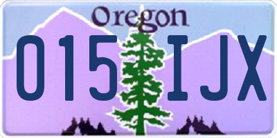 OR license plate 015IJX