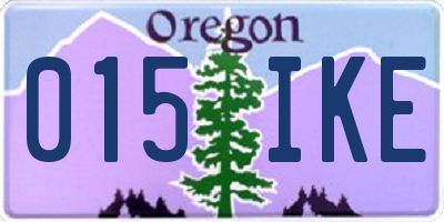 OR license plate 015IKE