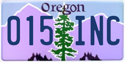 OR license plate 015INC