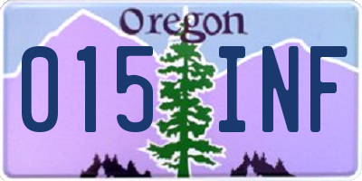 OR license plate 015INF