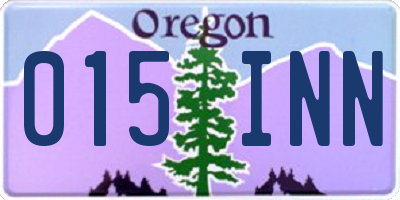OR license plate 015INN
