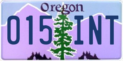 OR license plate 015INT