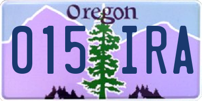 OR license plate 015IRA