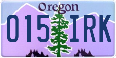 OR license plate 015IRK