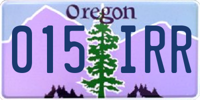 OR license plate 015IRR