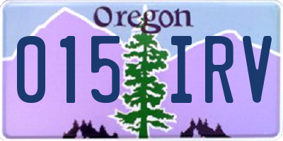 OR license plate 015IRV