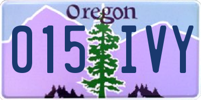 OR license plate 015IVY