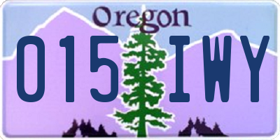 OR license plate 015IWY