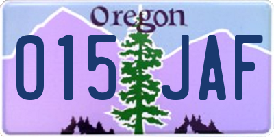 OR license plate 015JAF