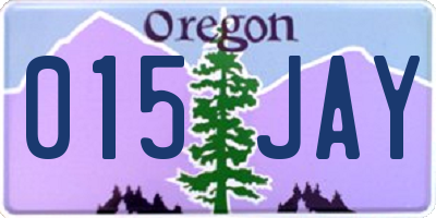 OR license plate 015JAY