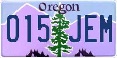 OR license plate 015JEM
