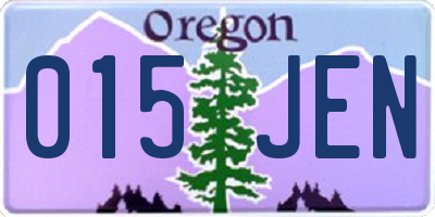 OR license plate 015JEN