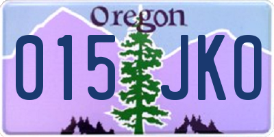 OR license plate 015JKO